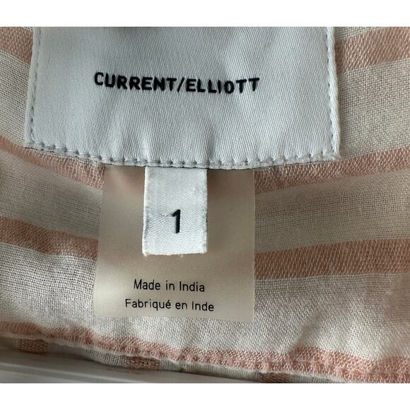 Current/Elliott “The Georgia” White & Pink Striped Shirt – Size 1 - Picture 2 of 7